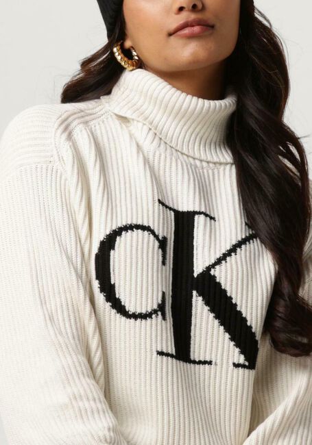 CALVIN KLEIN Col roulé BLOWN UP CK LOOSE SWEATER Blanc - large