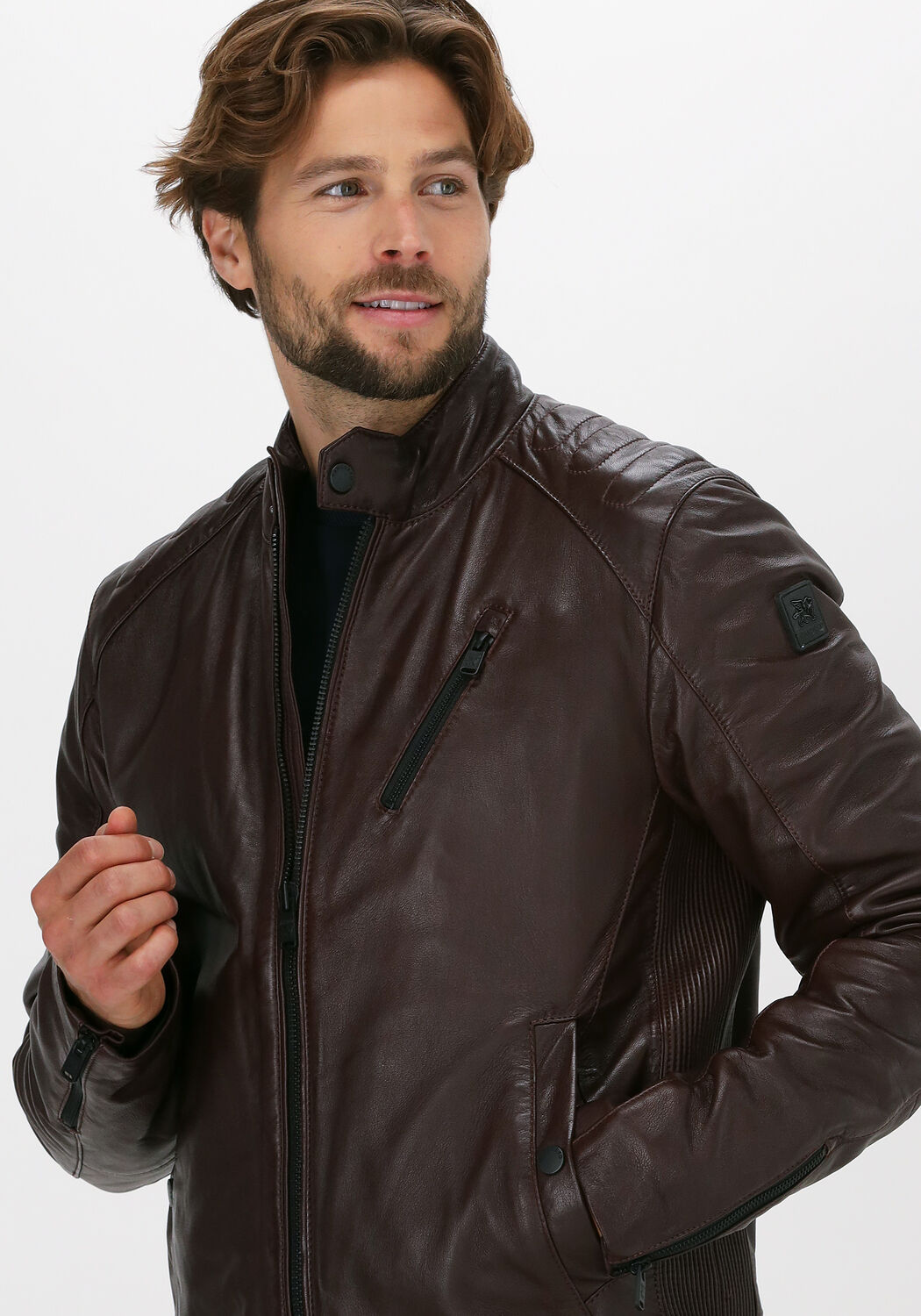 VANGUARD Veste en cuir SHORT JACKET SHEEP VEG OILY en marron Omoda