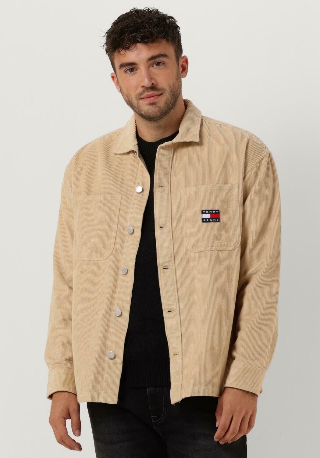 tommy jeans surchemise tjm chunky cord overshirt en beige