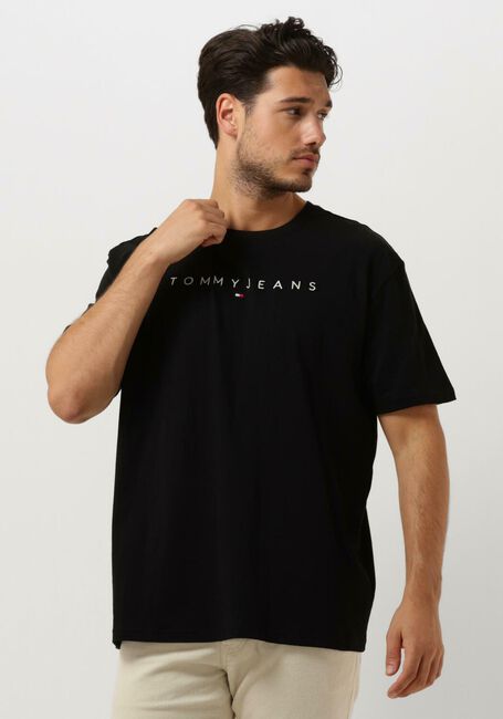Zwarte TOMMY JEANS T-shirt TJM REG LINEAR LOGO TEE EXT - large