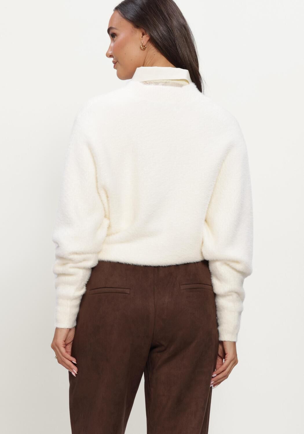 Creme NUKUS Trui BEAU PULLOVER WRAP - large