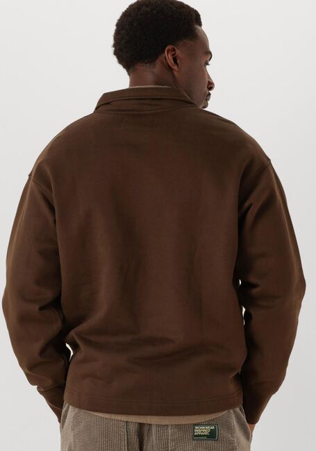 Bruine SELECTED MEN Trui SLHRELAXARON LS HALF ZIP SWEAT - large
