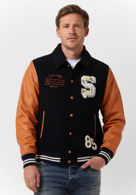 SCOTCH & SODA Jack WOOL + LEATHER COLLEGE JACKET en bleu - large