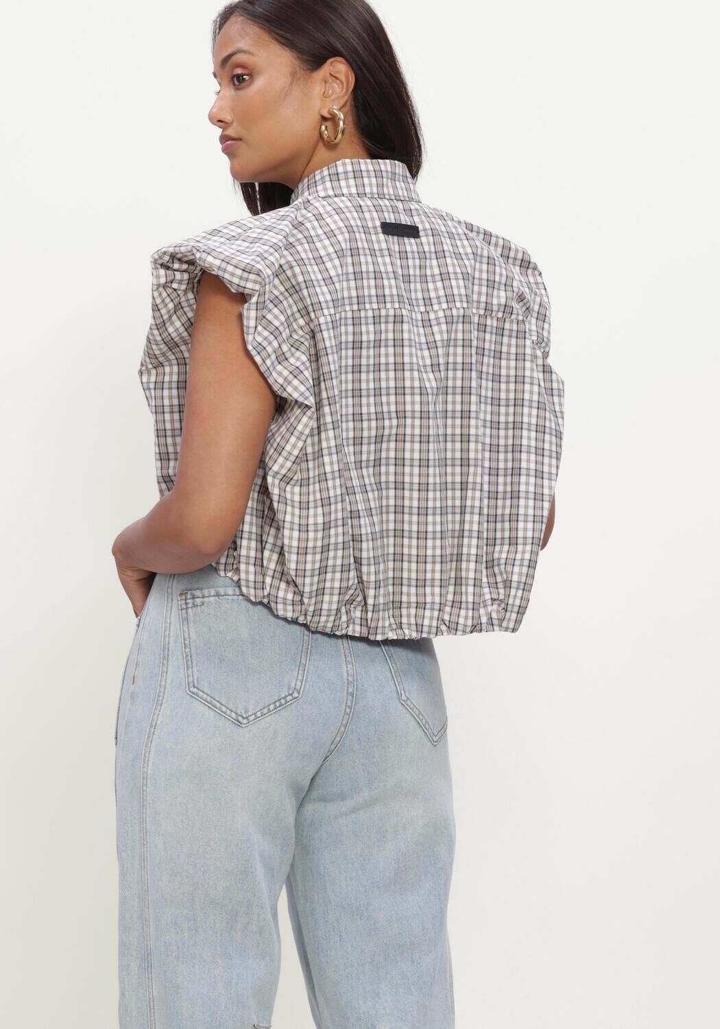 Gebroken wit HAUTE L'AMITI&Eacute; Top DINNIE NS MINI CHECK SHIRT - large
