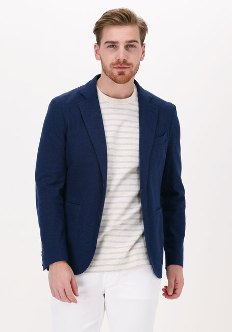Blauwe PROFUOMO Colbert JACKET KNIT STRUCTURE MID BLUE - large