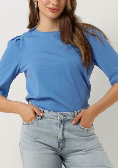 Blauwe MSCH COPENHAGEN T-shirt MSCHBETTIA ORGANIC PUFF TEE - large