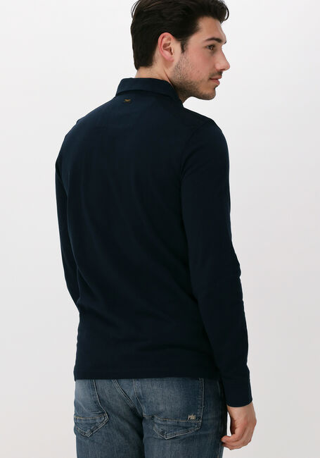PME LEGEND Chemise décontracté LONG SLEEVE POLO RUGGED PIQUE GARMENT DYE Bleu foncé - large