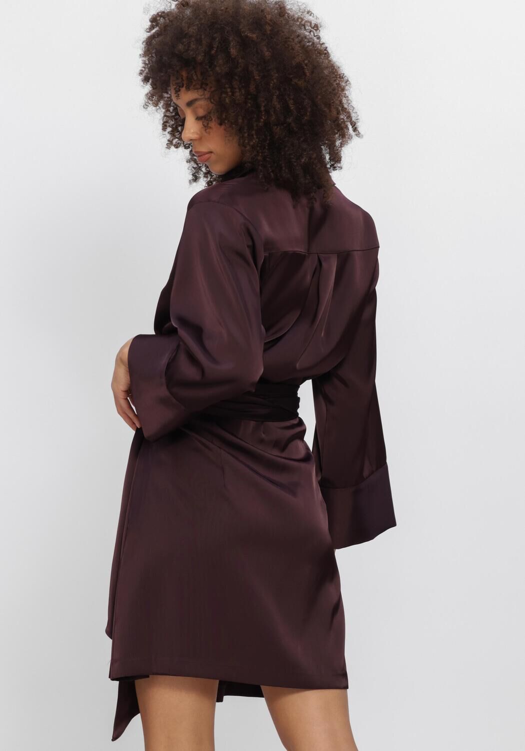 DANTE6 Mini robe NOANNE SATIN-WRAP DRESS Bordeaux - large