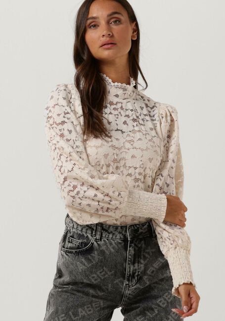 Ecru ALIX THE LABEL  LADIES KNITTED STRETCH LACE TOP - large