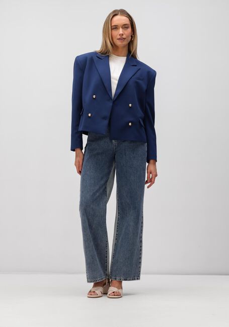 Donkerblauwe ALIX THE LABEL Blazer LADIES WOVEN BOXY BLAZER - large