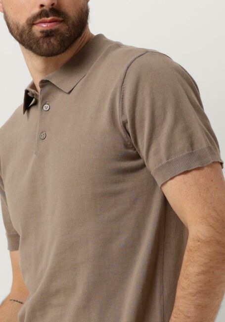 PURE PATH Polo KNIT POLO WITH CHESTPRINT en taupe - large