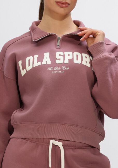 THE LOLA CLUB Pull JAYLA HALF ZIP SWEATER en rose - large