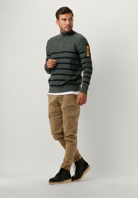 PME LEGEND Pull HALF ZIP COLLAR COTTON RIB KNIT en vert - large