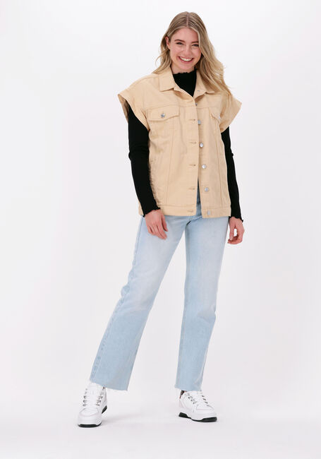 Beige NA-KD Gilet OVERSIZED DENIM VEST - large