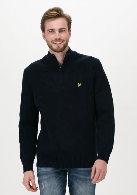 LYLE & SCOTT Pull RIBBED 1/4 ZIP JUMPER Bleu foncé - large