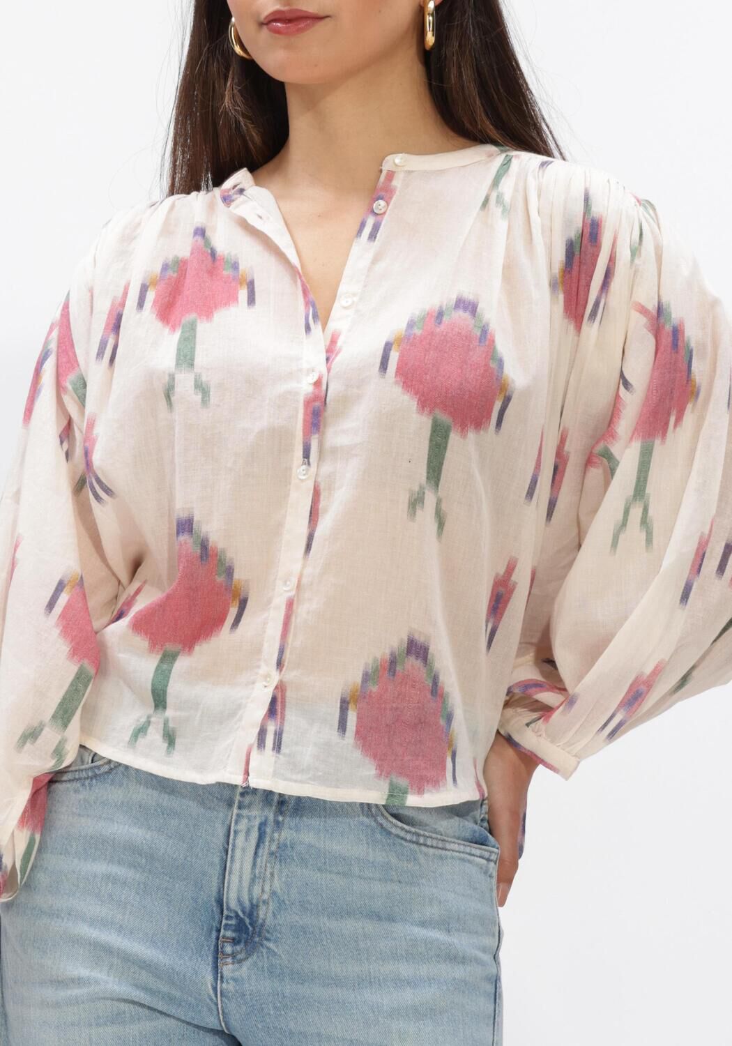 Ecru BY-BAR  BECKY IKAT BLOUSE - large