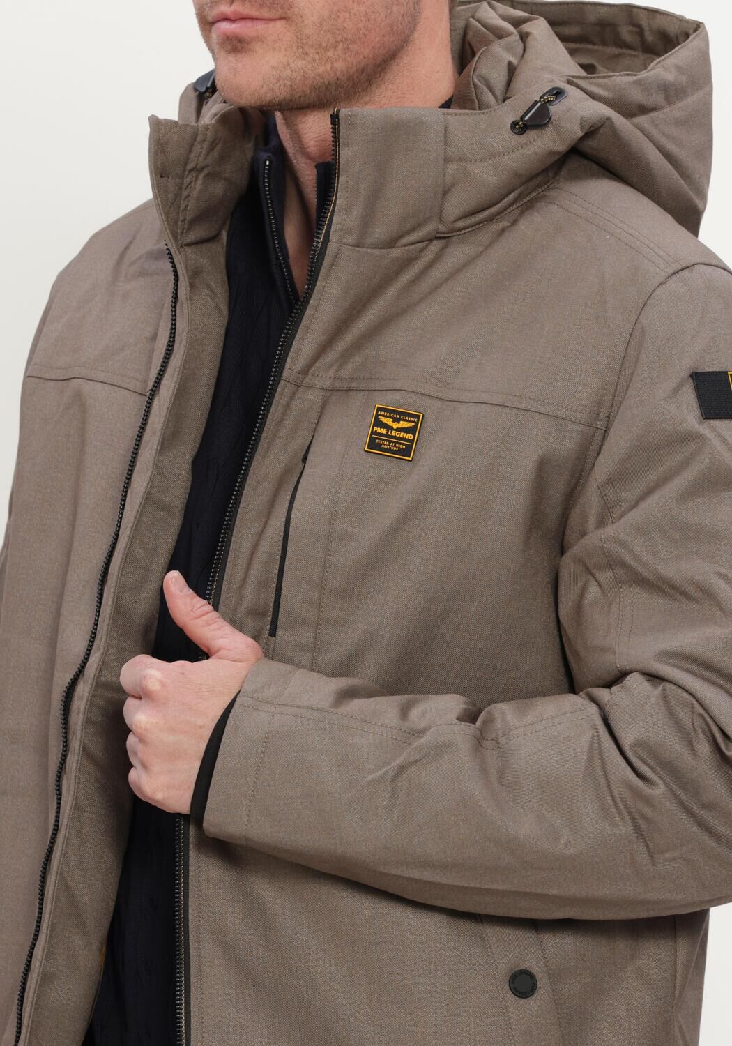 Khaki PME LEGEND Jassen SEMI LONG JACKET STRATOR MELANGE TWILL - large