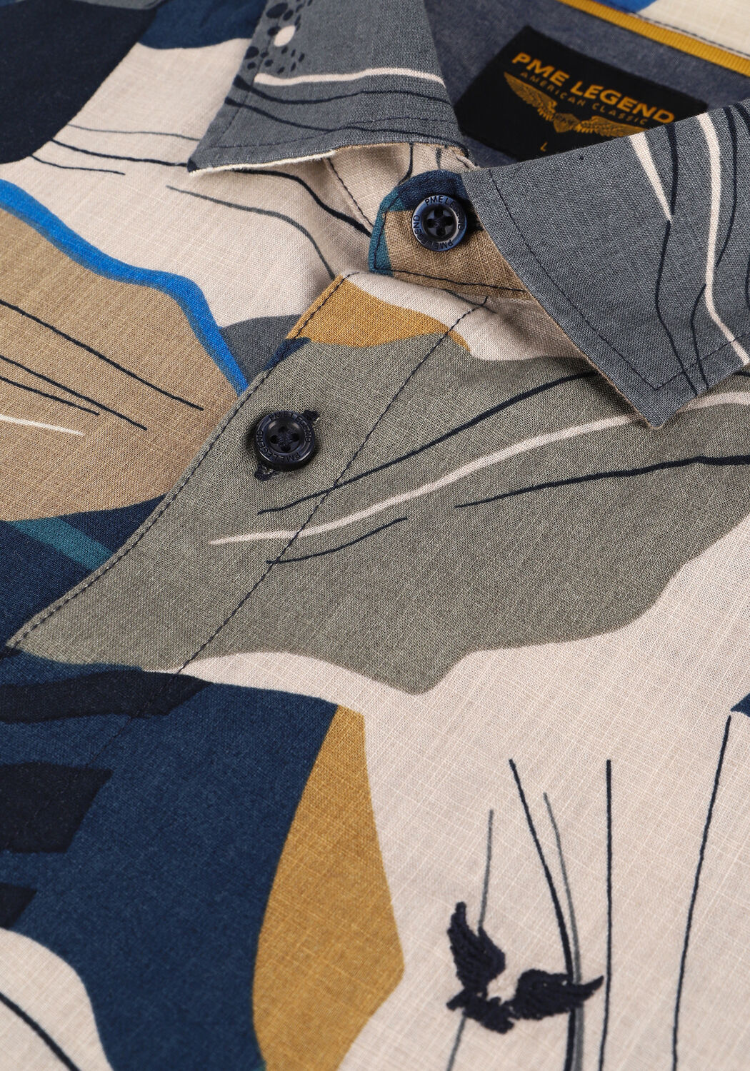 Multi PME LEGEND Casual overhemd SHORT SLEEVE SHIRT PRINT ON CTN SLUB - large