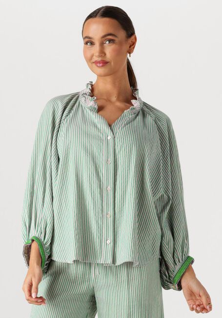 POM AMSTERDAM BLOUSE SEERSUCKER GREEN PINK Blouses en multicolore - large