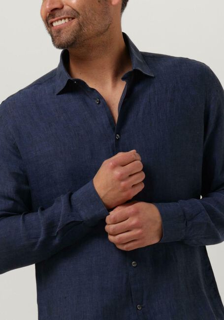 GENTI Chemise décontracté LINNEN S7054-1120 Bleu foncé - large