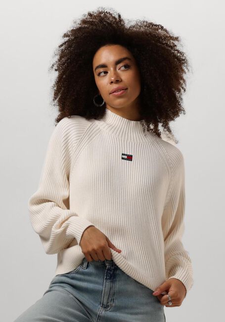 TOMMY JEANS Pull TJW BADGE MOCKNECK SWEATER en blanc - large