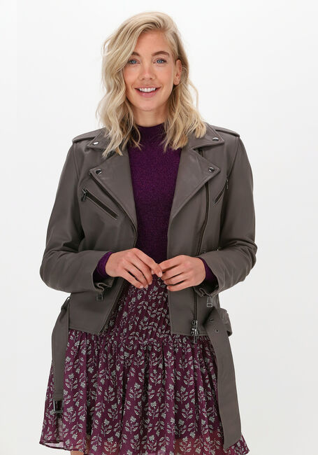 IBANA Veste en cuir BARIE en taupe - large