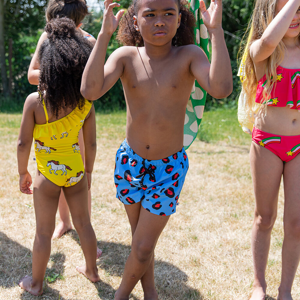 CARLIJNQ Maillots de bain anti uv LEOPARD - SWIM SHORTS LOOSE FIT en bleu - large