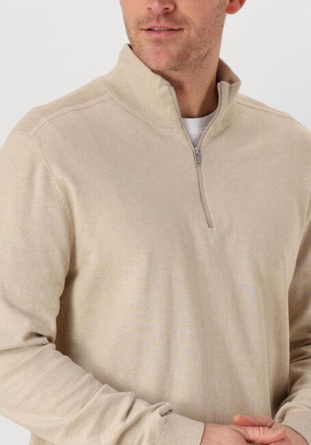 Beige SELECTED HOMME Trui SLHBERG HALF ZIP CARDIGAN NOOS - large