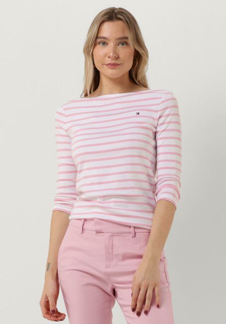 TOMMY HILFIGER T-shirt SLIM STP BOAT-NK TOP 3/4 SLV en rose - large