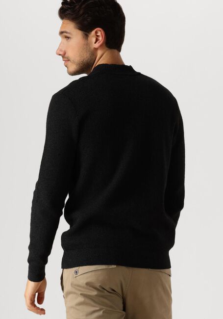 CAST IRON Pull MOCK NECK FINE BOUCLE en noir - large