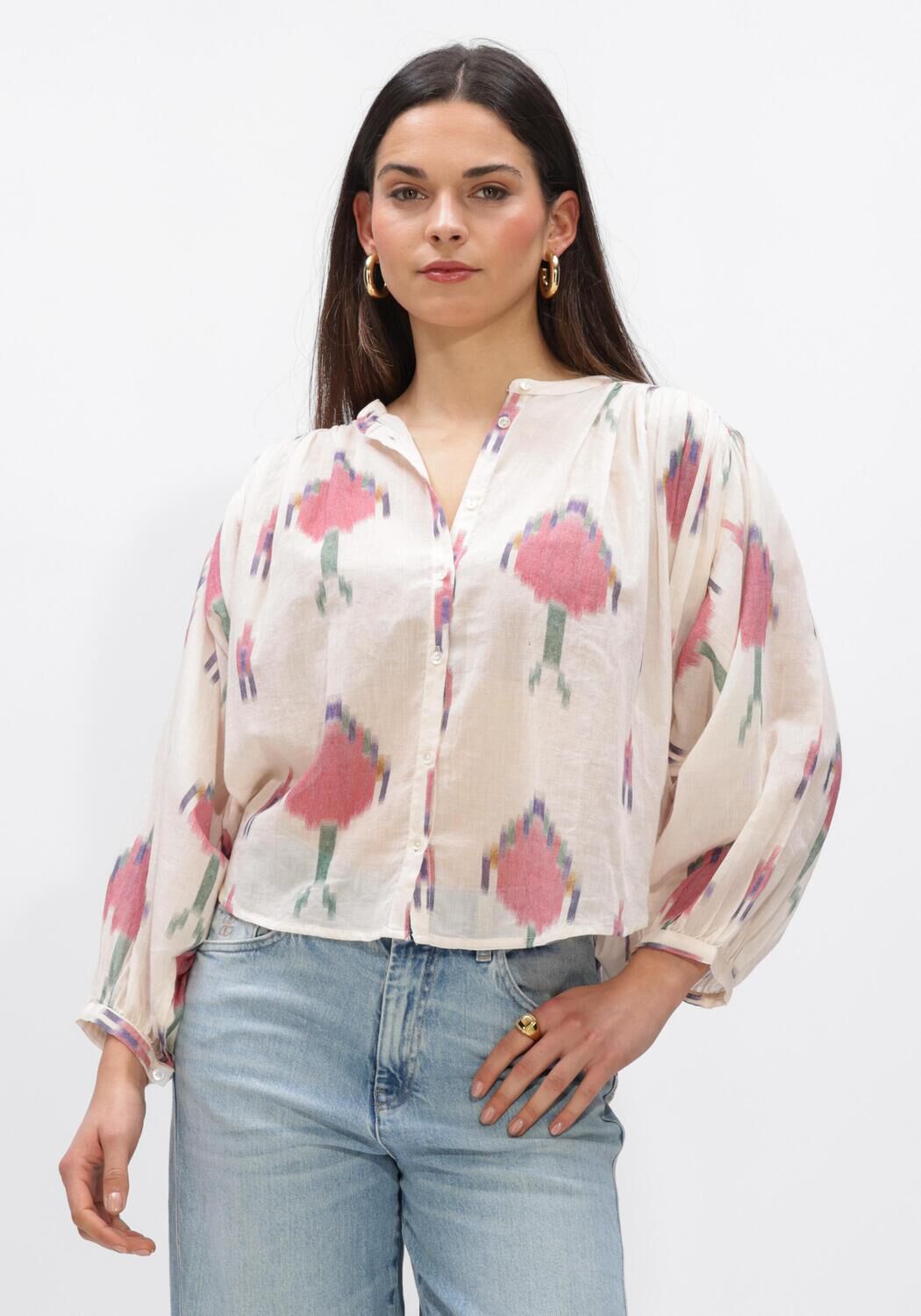 Ecru BY-BAR  BECKY IKAT BLOUSE - large