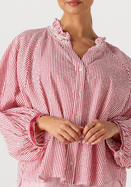POM AMSTERDAM BLOUSE SEERSUCKER RED WHITE Blouses en rouge - large