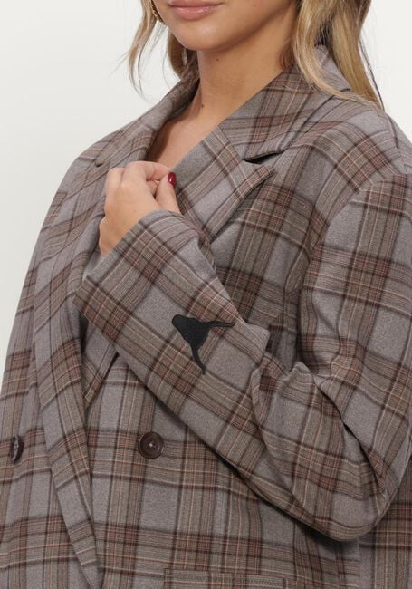 ALIX THE LABEL LADIES WOVEN CROPPED CHECK BLAZER Blazers en marron - large