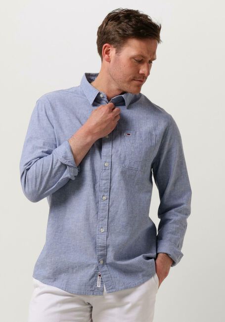 Blauwe TOMMY JEANS Casual overhemd TJM REG LINEN BLEND SHIRT - large