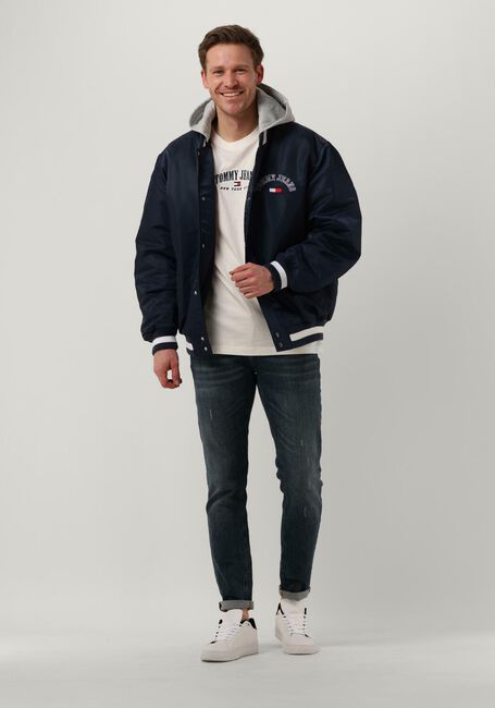 TOMMY JEANS Jack TJM GRAPHIC SATIN BOMBER JACKET Bleu fonc&eacute; - large