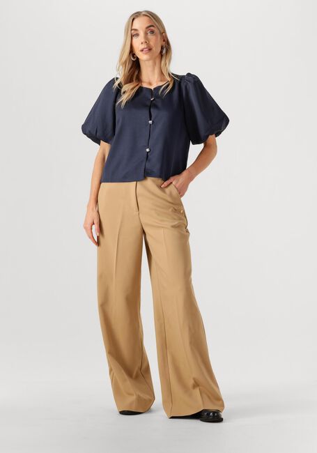 Donkerblauwe NEO NOIR  AISA DULL SATIN BLOUSE - large