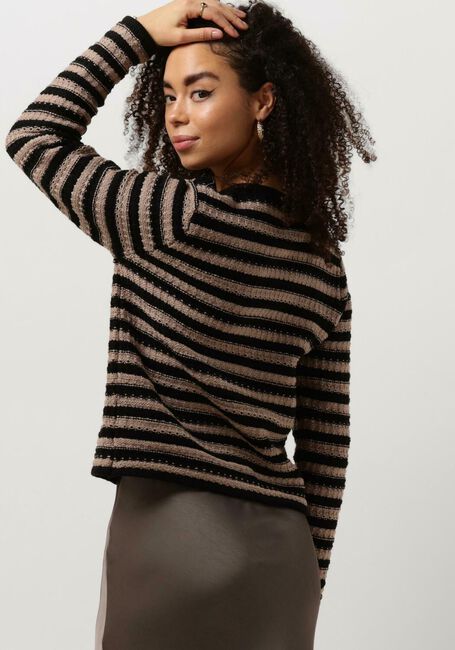 NEO NOIR Gilet LIMONE STRIPE KNIT JACKET en taupe - large