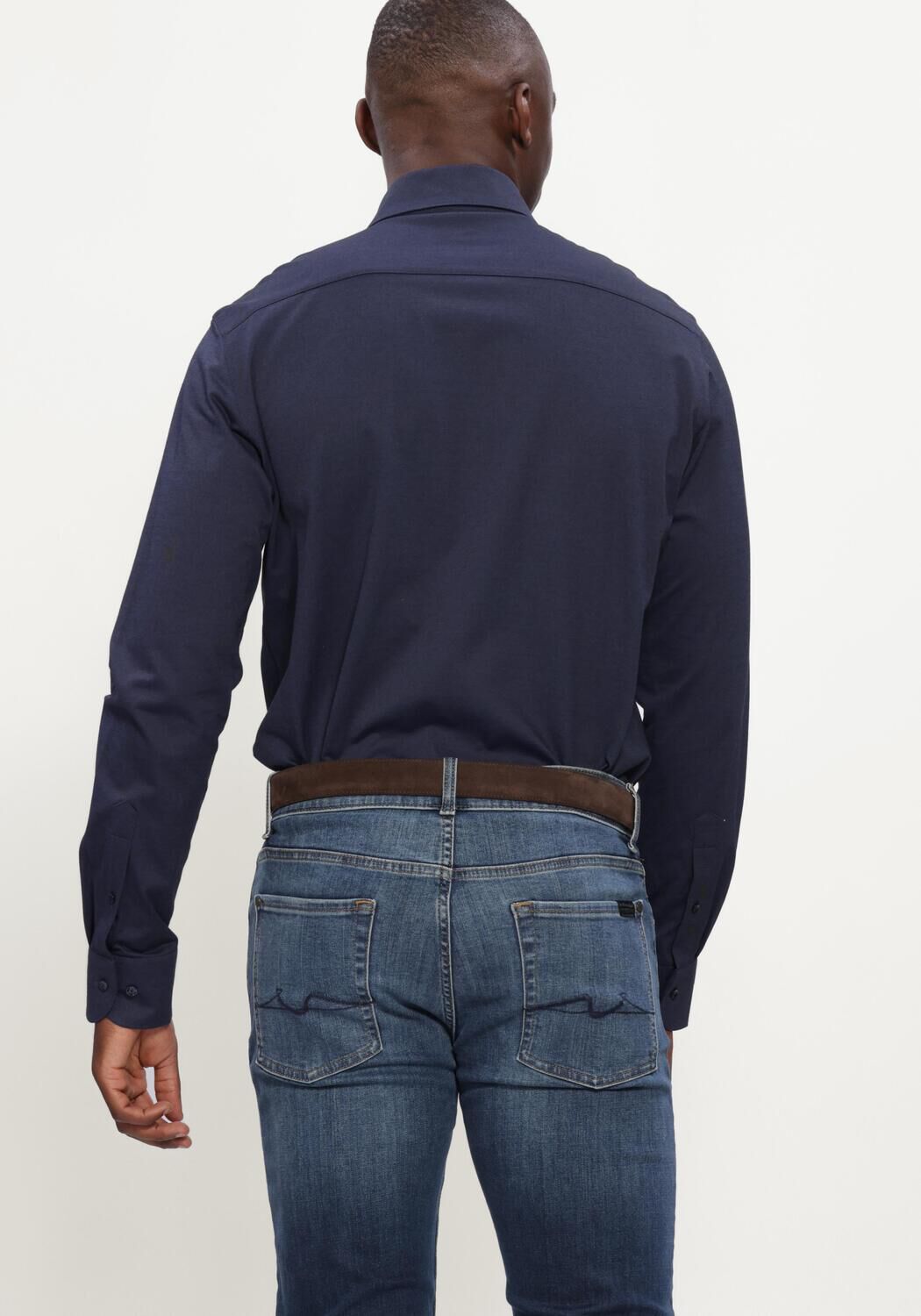 Donkerblauwe PROFUOMO Klassiek overhemd SHIRT ONE PIECE JAPANESE KNITTED - large