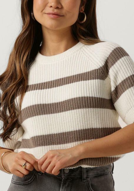 Witte SELECTED FEMME Trui SLFBLOOMIE SS KNIT O-NECK - large