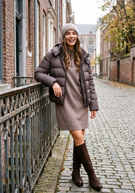 MOSCOW Veste matelass&eacute; 14-08-BRANDY en taupe - large