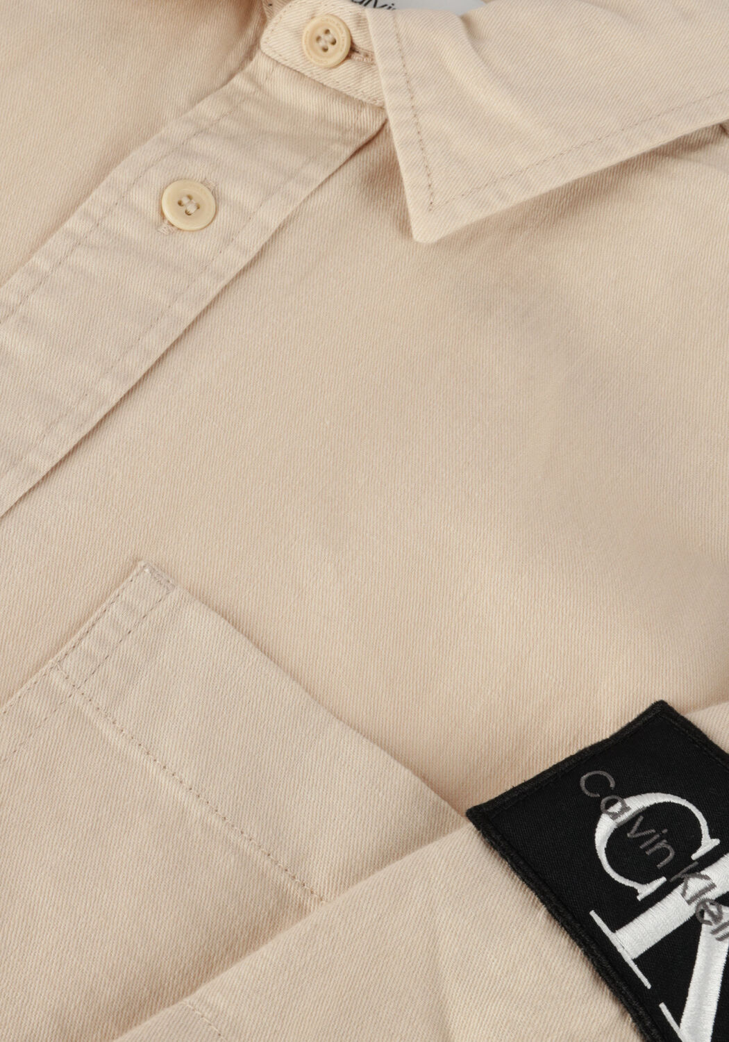 CALVIN KLEIN Chemise d&eacute;contract&eacute; LINEN SS SHIRT en beige - large