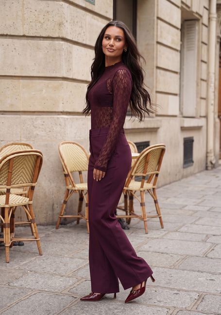 STUDIO ANNELOES Haut Reagan lace col top Bordeaux - large