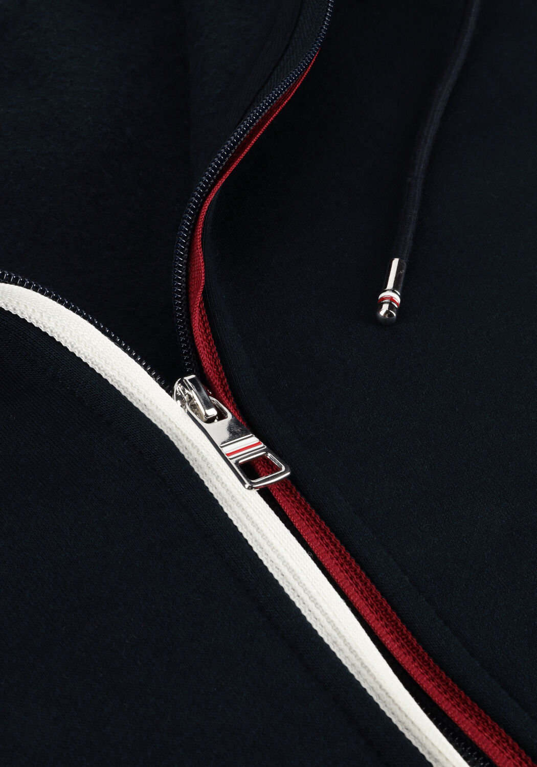 Donkerblauwe TOMMY HILFIGER Vest SPLIT GLOBAL STRIPE ZIP HOODY - large