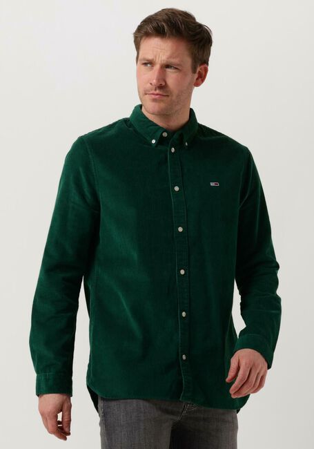 Donkergroene TOMMY JEANS Casual overhemd TJM SOLID CORD SHIRT - large