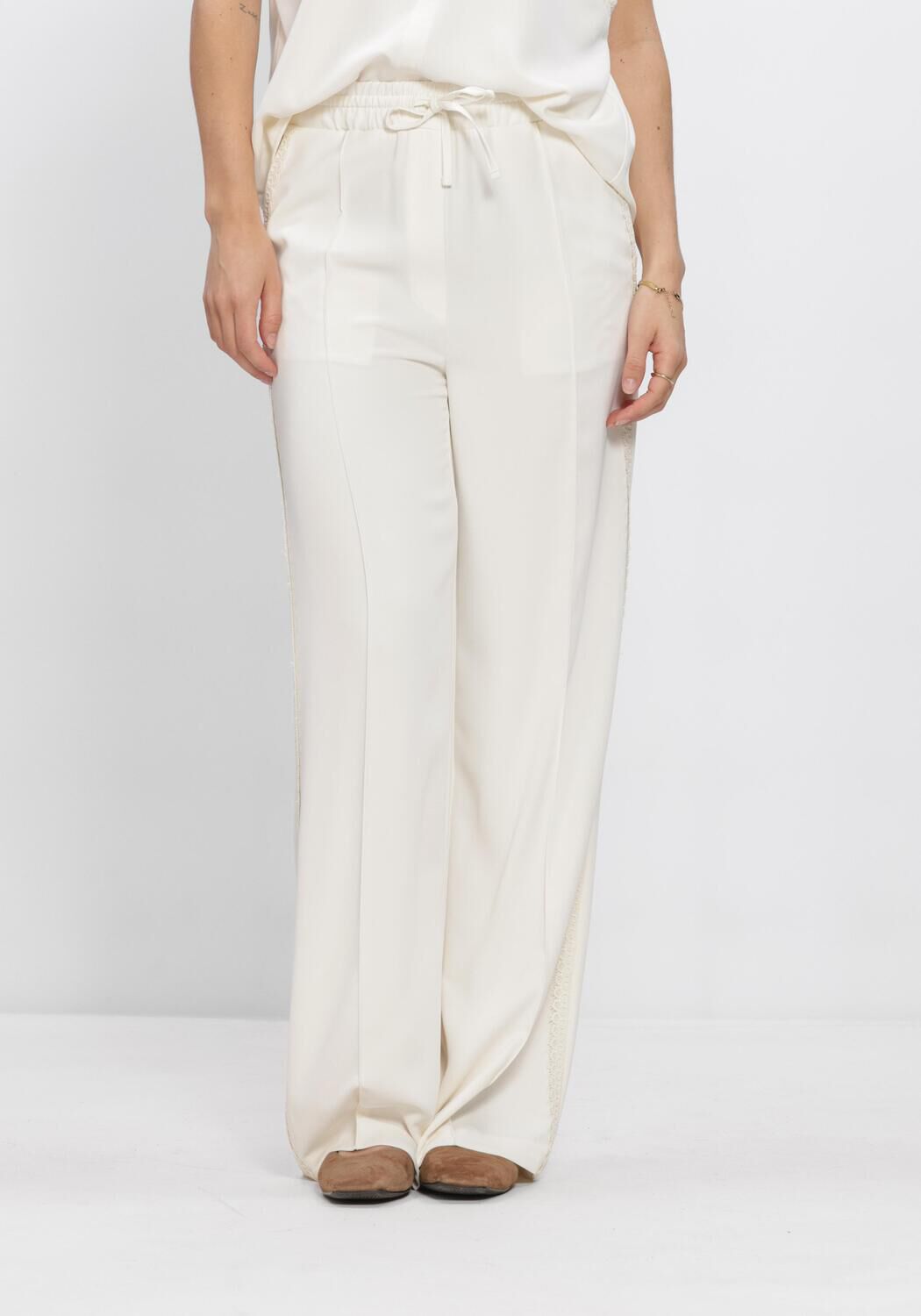 Creme EST'SEVEN Broeken/jumpsuits AZARI TROUSER LACE - large