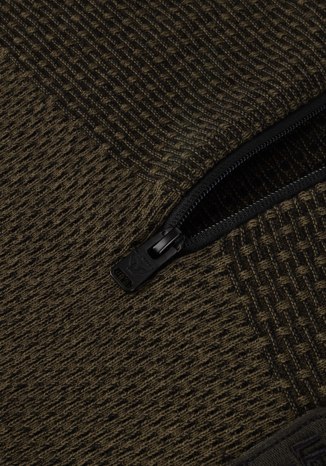 PME LEGEND Pull HALF ZIP COLLAR COTTON PLATED Vert fonc&eacute; - large