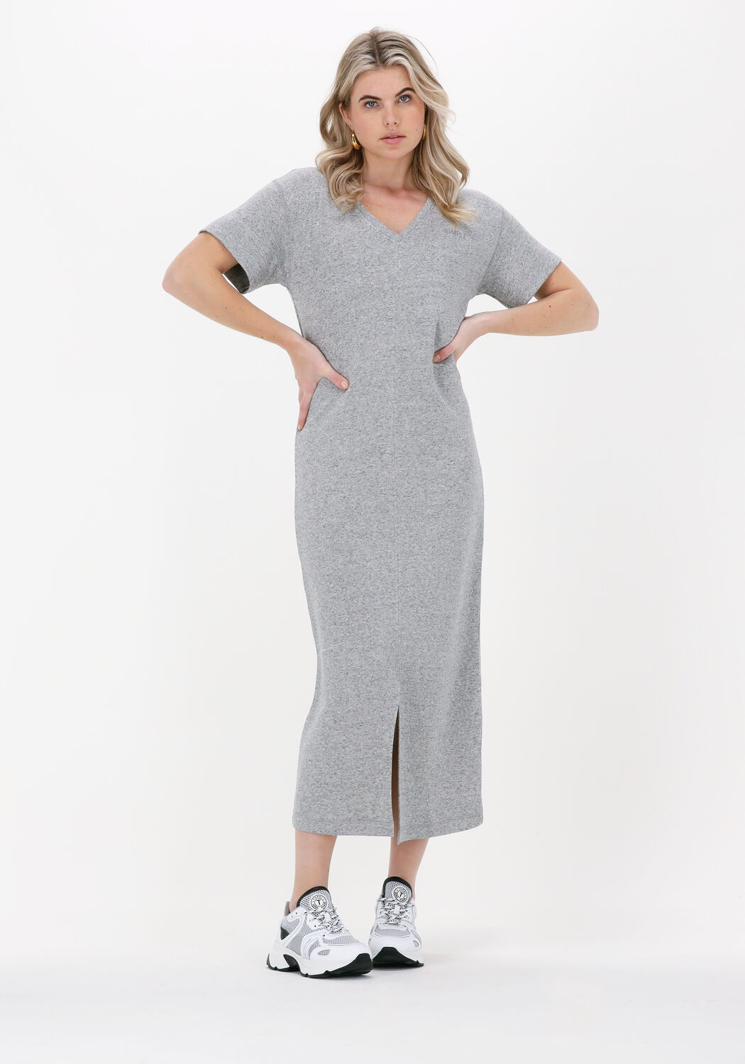 Grijze SIMPLE Midi jurk JERSEY DRESS MARLO Omoda