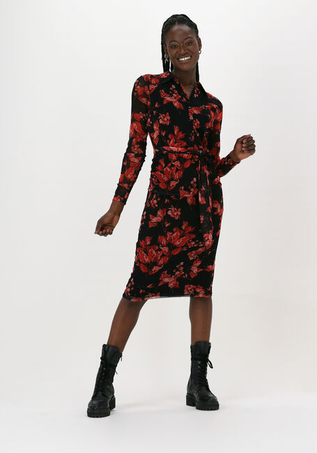 Zwarte JANSEN AMSTERDAM Midi jurk DRESS BUTTON - large