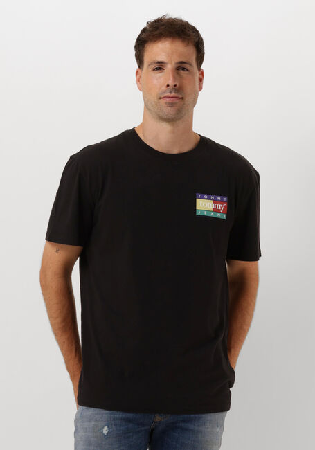 TOMMY JEANS T-shirt TJM REG POP COLOR FLAG en noir - large