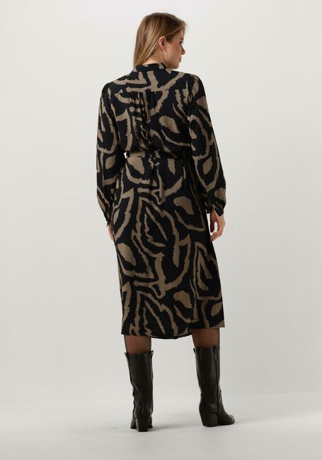 Zwarte SUMMUM Midi jurk DRESS ABSTRACT LEAVES - large